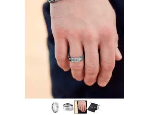 Klasyczny srebrny stalowy pierścień - szerokość pierścienia 8mm - stal chirurgiczna 316L