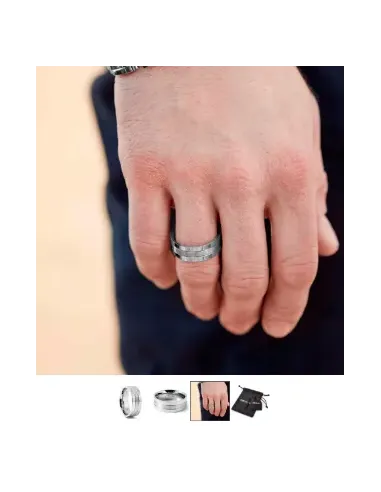 Klasyczny srebrny stalowy pierścień - szerokość pierścienia 8mm - stal chirurgiczna 316L